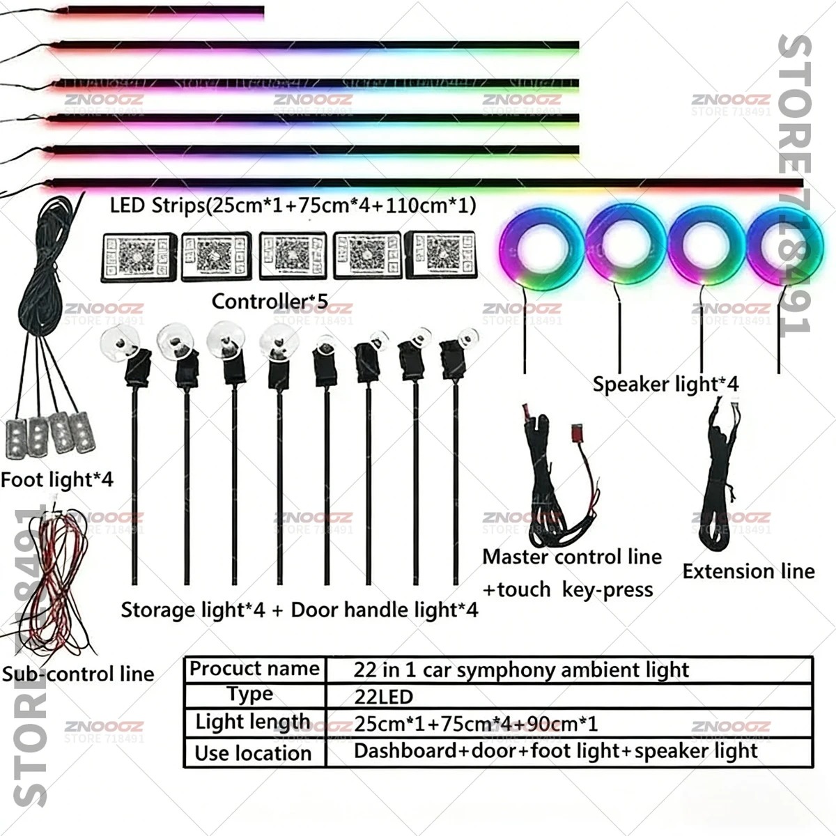 22'si 1 arada RGB Araba İç Mek - Tech Lighting Accessories incelemesi ve fiyatı